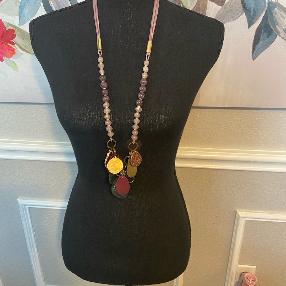 Chico's Purple Necklace with Unique Pendants